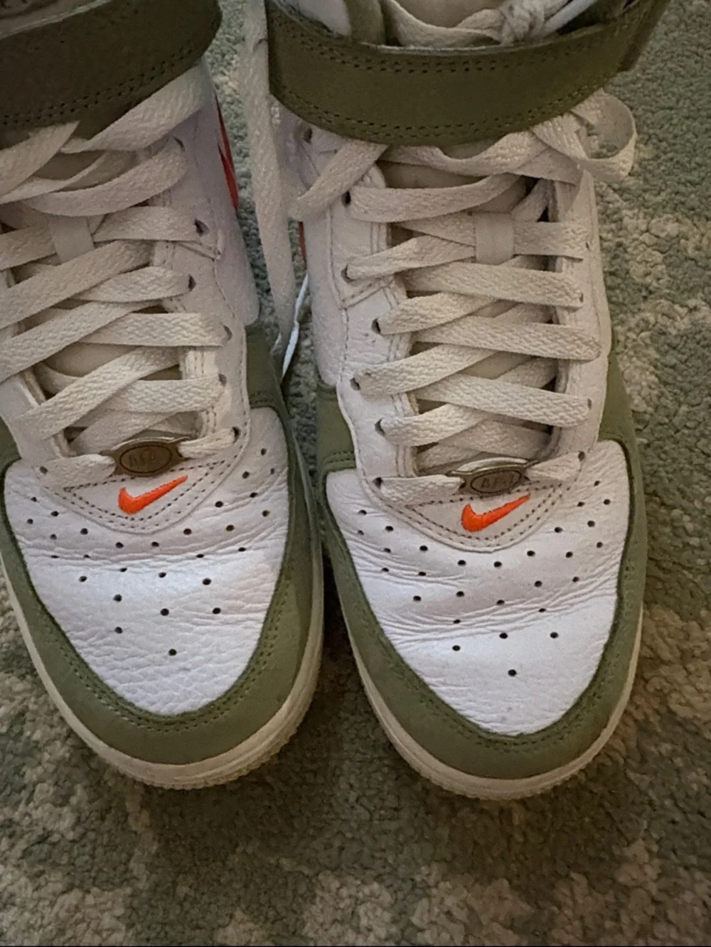Nike Mens Air Force 1 High-Top Sneakers white & green mid QS jewel oil sz 7